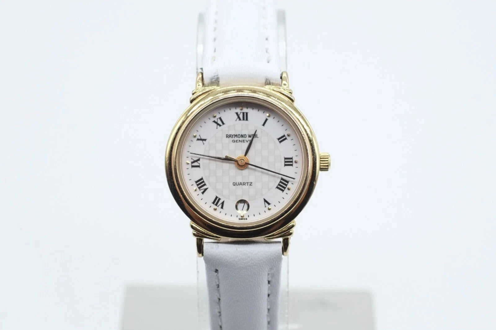 Raymond Weil Vintage 5331 White Chequered Dial 18k Gold Plated 24mm * Warranty