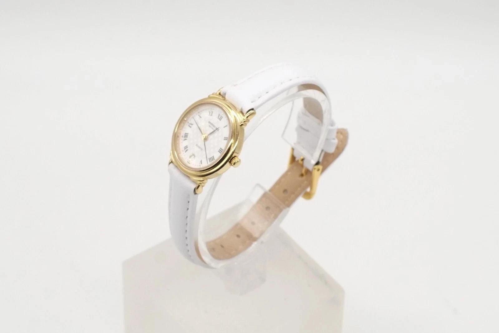 Raymond Weil Vintage 5331 White Chequered Dial 18k Gold Plated 24mm * Warranty