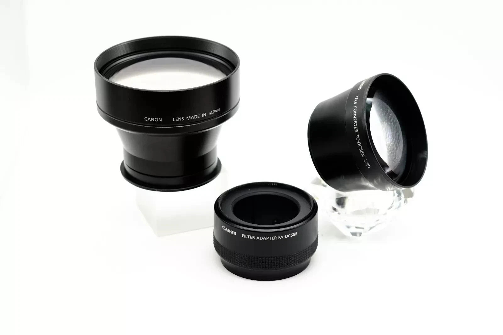 Canon Converters  WC-DC58A 0.75x + TC-DC58A 1.5x + TC-DC58N 1.75X + Lens Adapter LA-DC58C & Filter Adapter FA-DC58B + Conversion Lens Adapter LA-DC58E