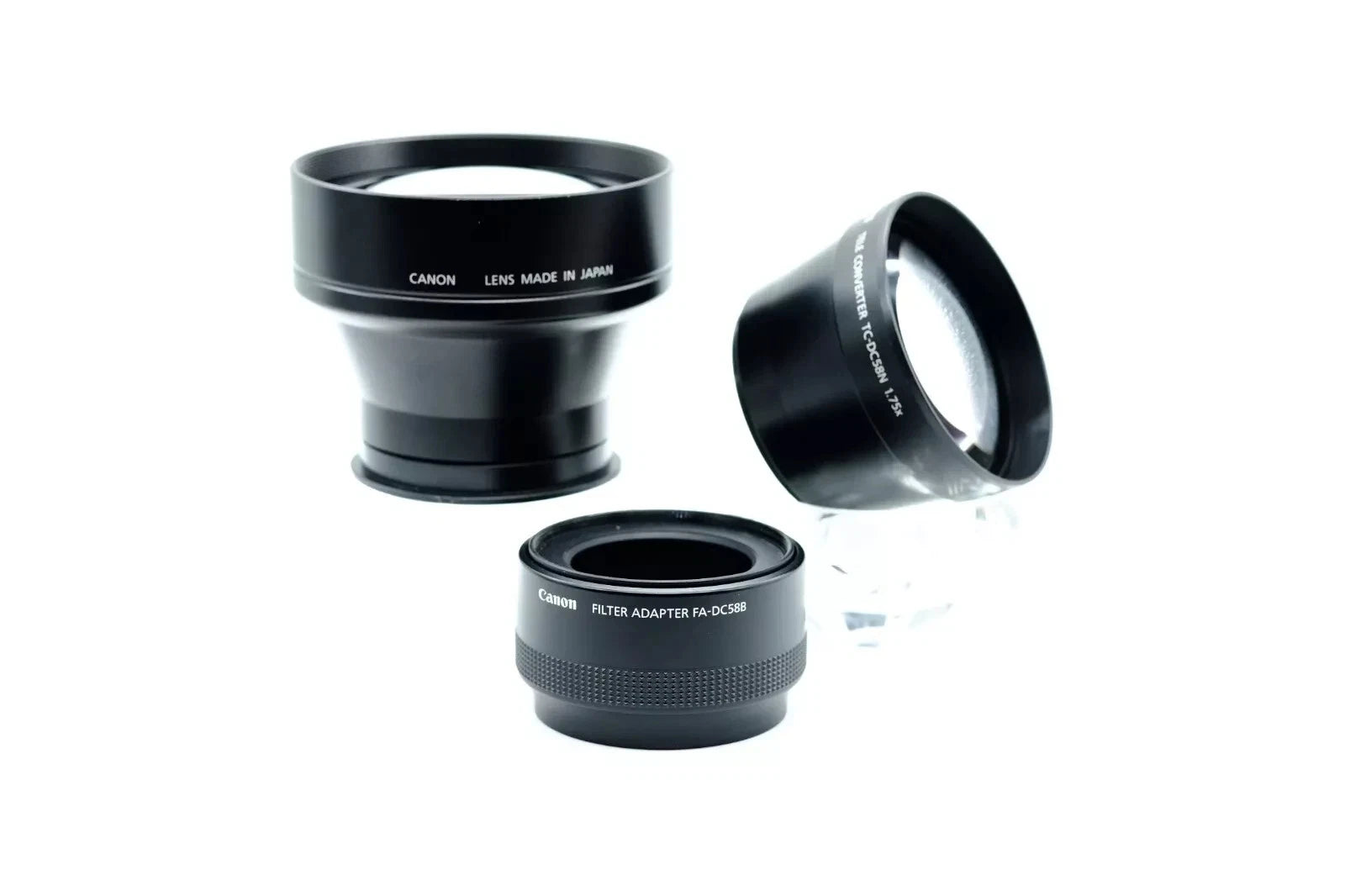 Canon Converters  WC-DC58A 0.75x + TC-DC58A 1.5x + TC-DC58N 1.75X + Lens Adapter LA-DC58C & Filter Adapter FA-DC58B + Conversion Lens Adapter LA-DC58E