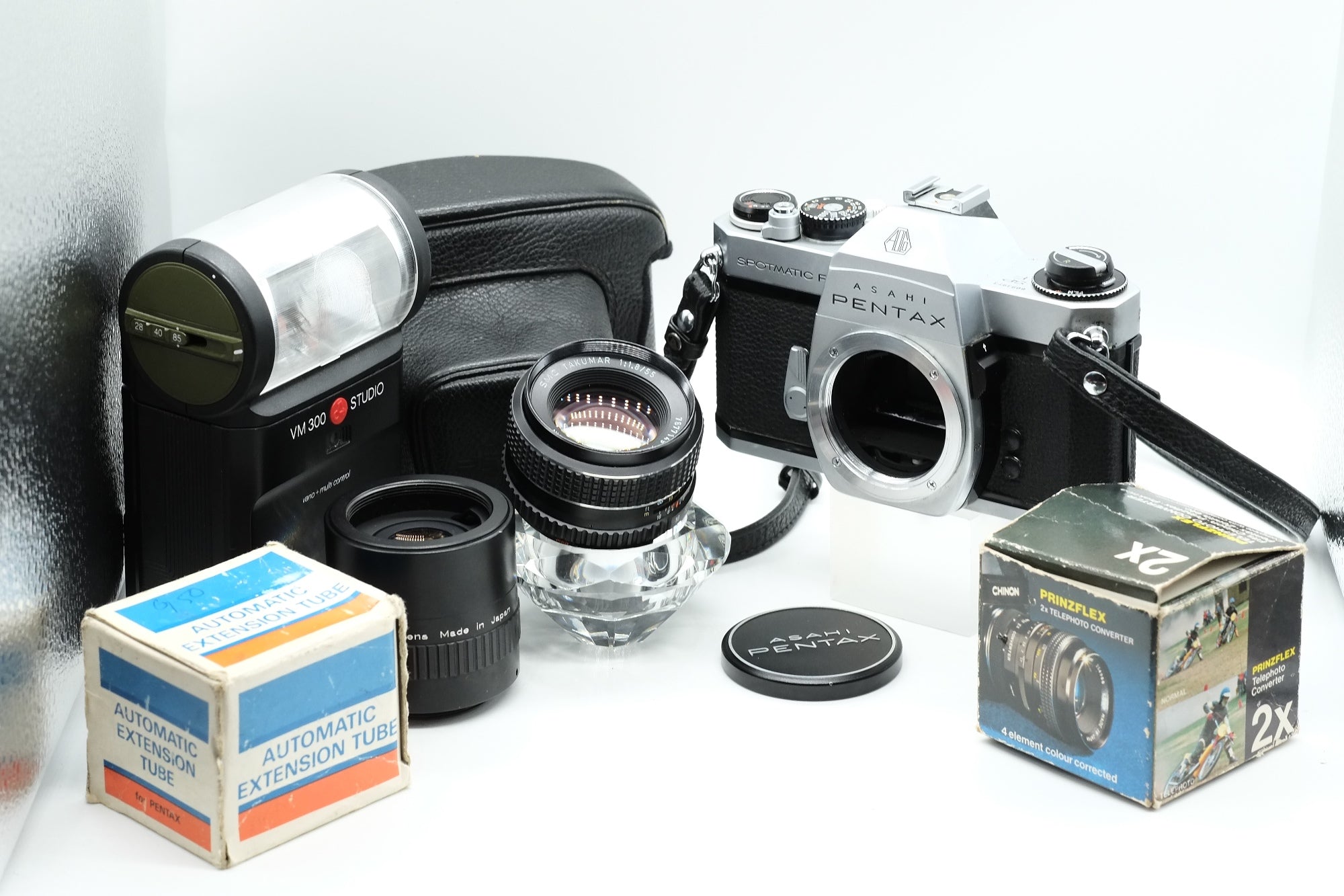 * EXCELLENT * PENTAX SPOTMATIC F + SMC TAKUMAR 55mm + ACCESORIES