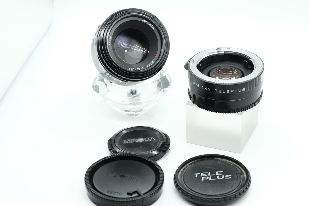 Minolta A 50mm 1.7 + Teleplus 1.4x Teleconverter M-AF Minolta/Sony Alpha Fit