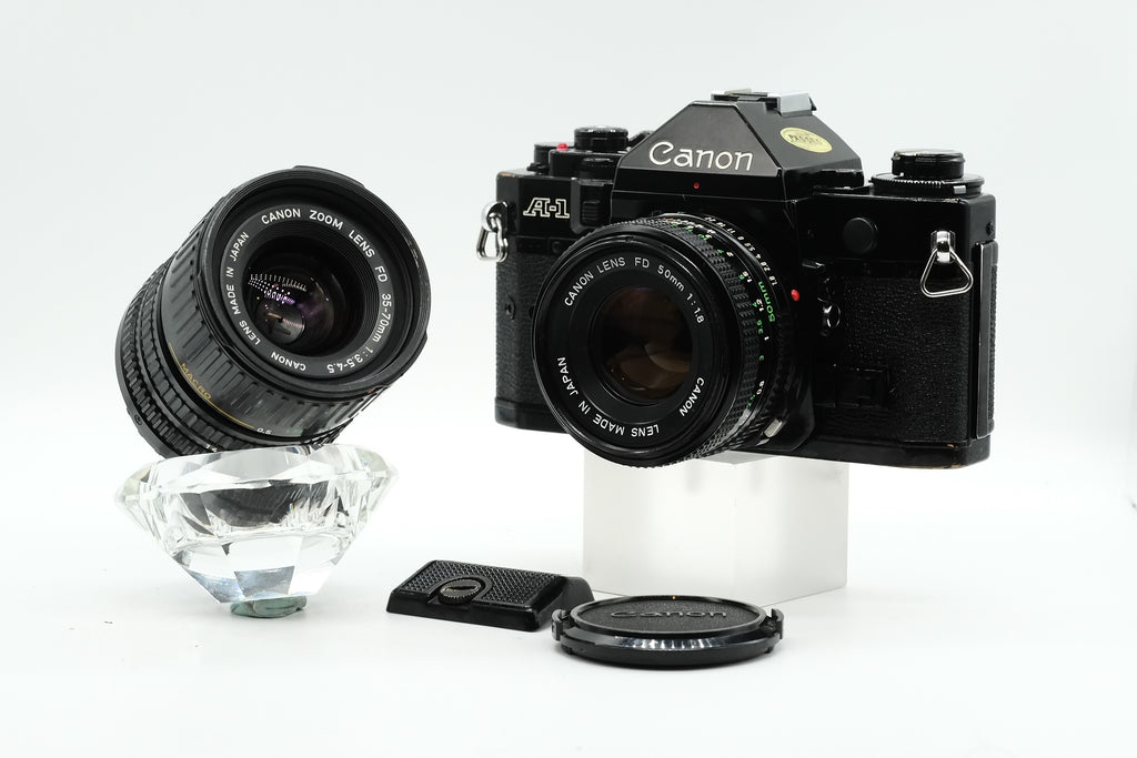 * VGC * Canon A-1 + Canon FD 50mm 1.8 + Canon 35-70mm F/3.5-4.5 * NEW LIGHT SEALS
