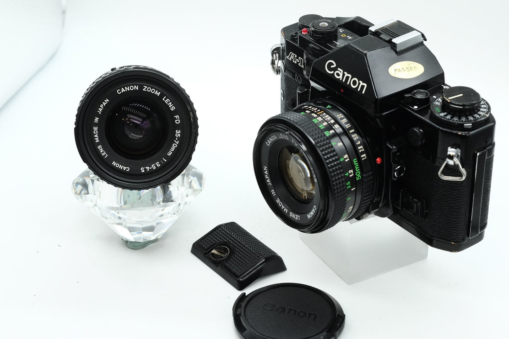 * VGC * Canon A-1 + Canon FD 50mm 1.8 + Canon 35-70mm F/3.5-4.5 * NEW LIGHT SEALS