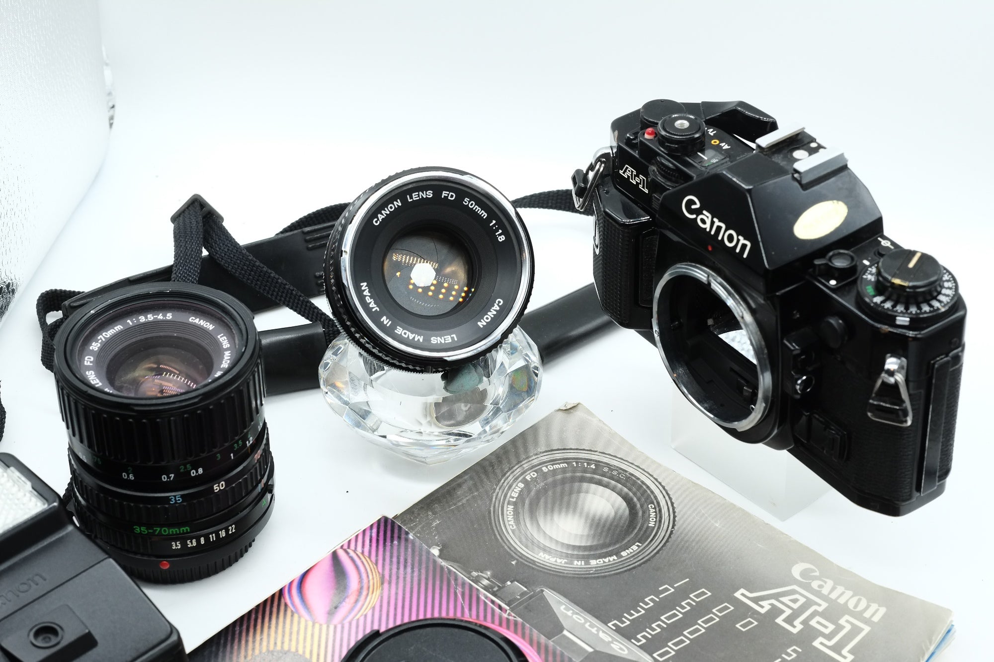 * VGC * Canon A-1 + Canon FD 50mm 1.8 + Canon 35-70mm NEW LIGHT SEALS