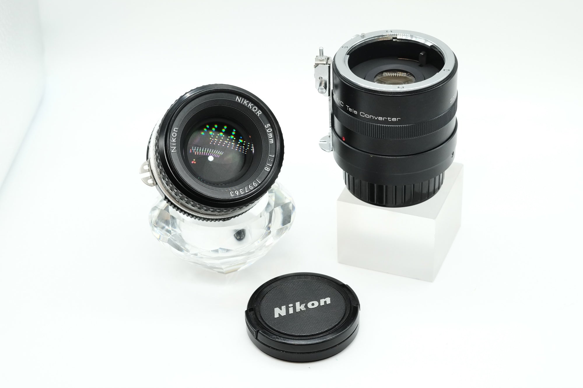 * VGC * Nikon Ai Nikkor 50mm f/1.8 MF Prime Lens w/ Vivitar 3x tele converter