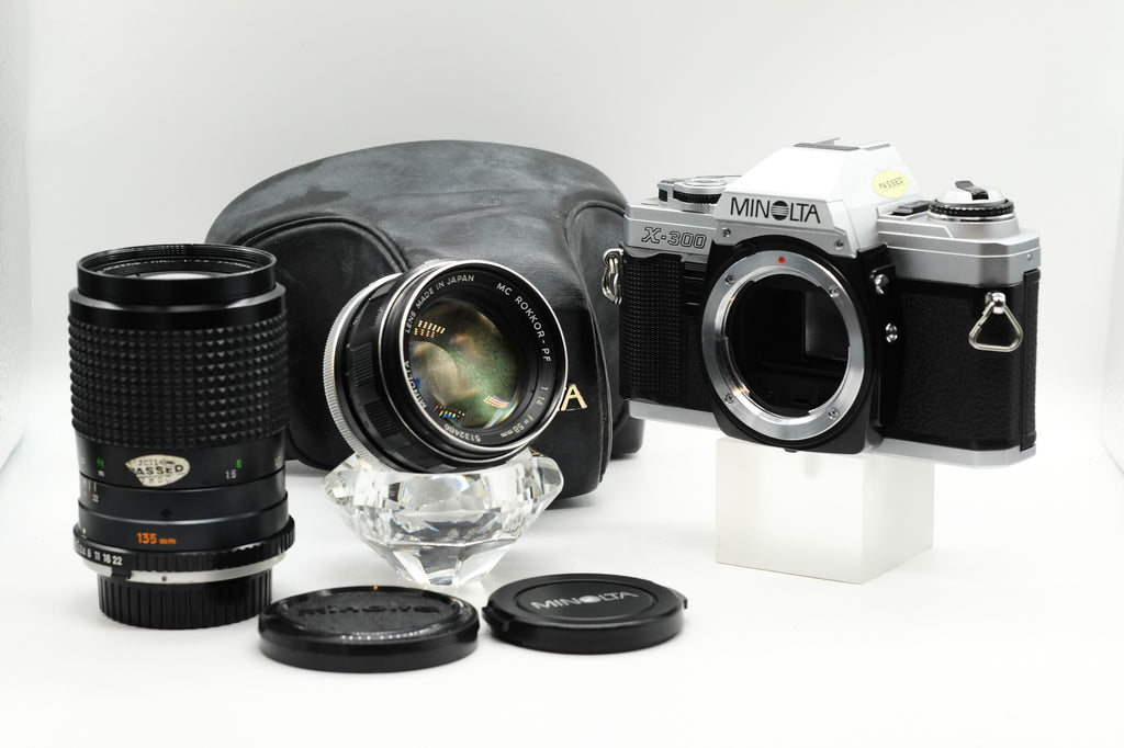 *** EXCELLENT *** MINOLTA X-300 + ROKKOR PF 58mm F/1.4 & ROKKOR QD 135mm F/3.5