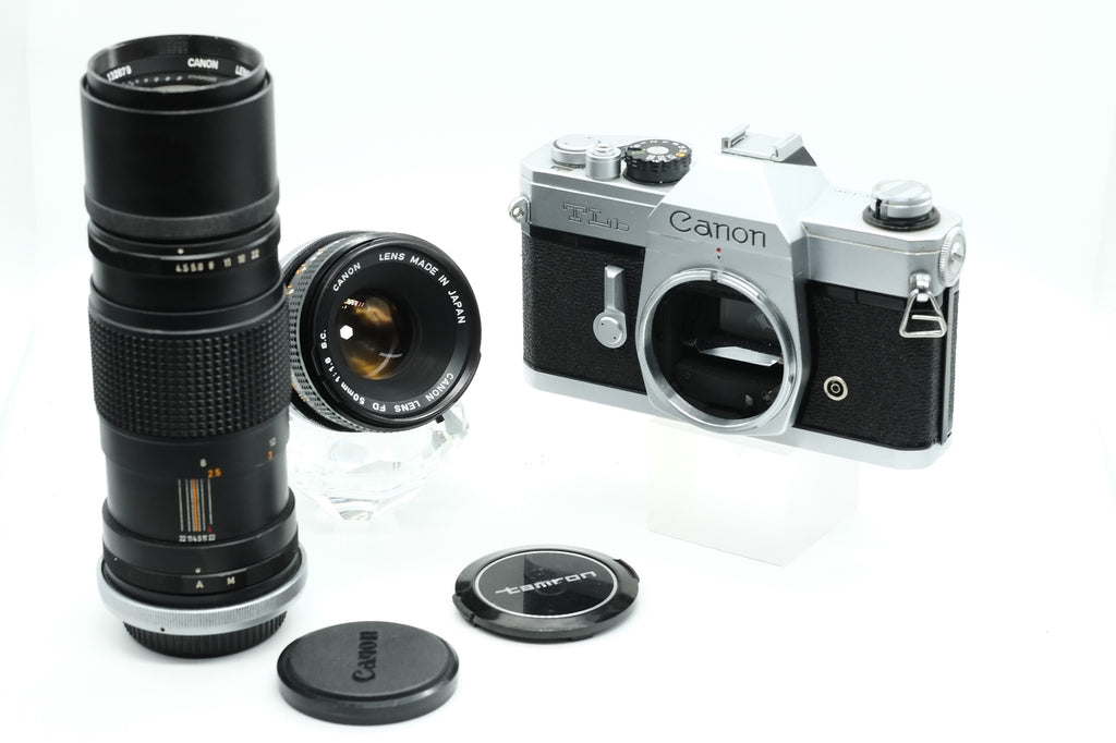* VGC * Canon TLb 35mm SLR Film Camera w/ CANON 50mm f1.8 & FL CANON 200mm F/4.5