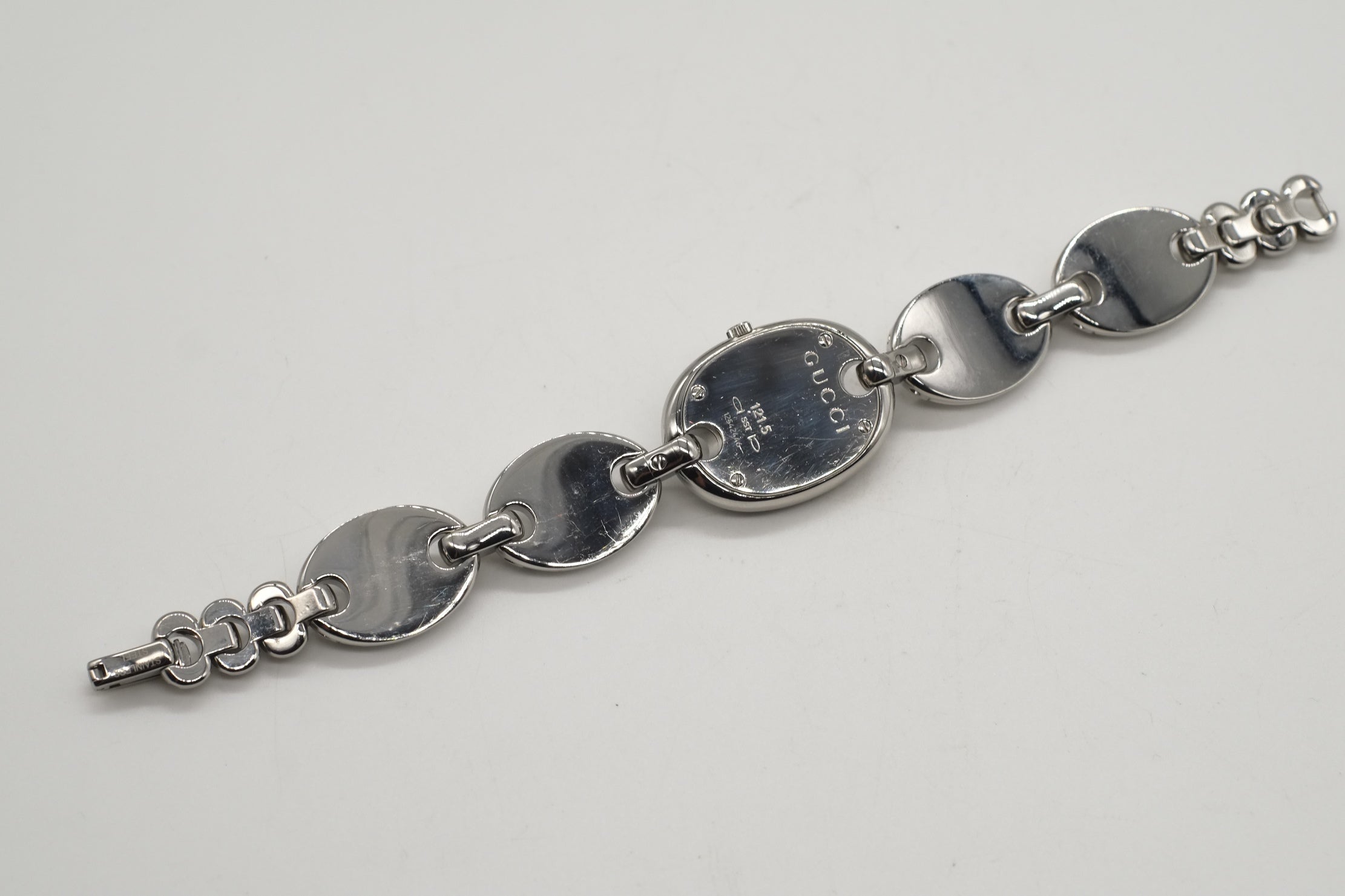 Excellent Gucci Marina 121.5/YA121515 Mirror Dial SS Ceramic Oval Bracelet