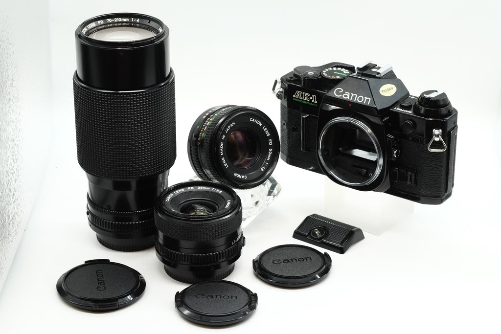 * VGC * Canon AE-1 PROGRAM + FD Canon 50mm F/1.8  28mm F/2.8 70-210 F/4