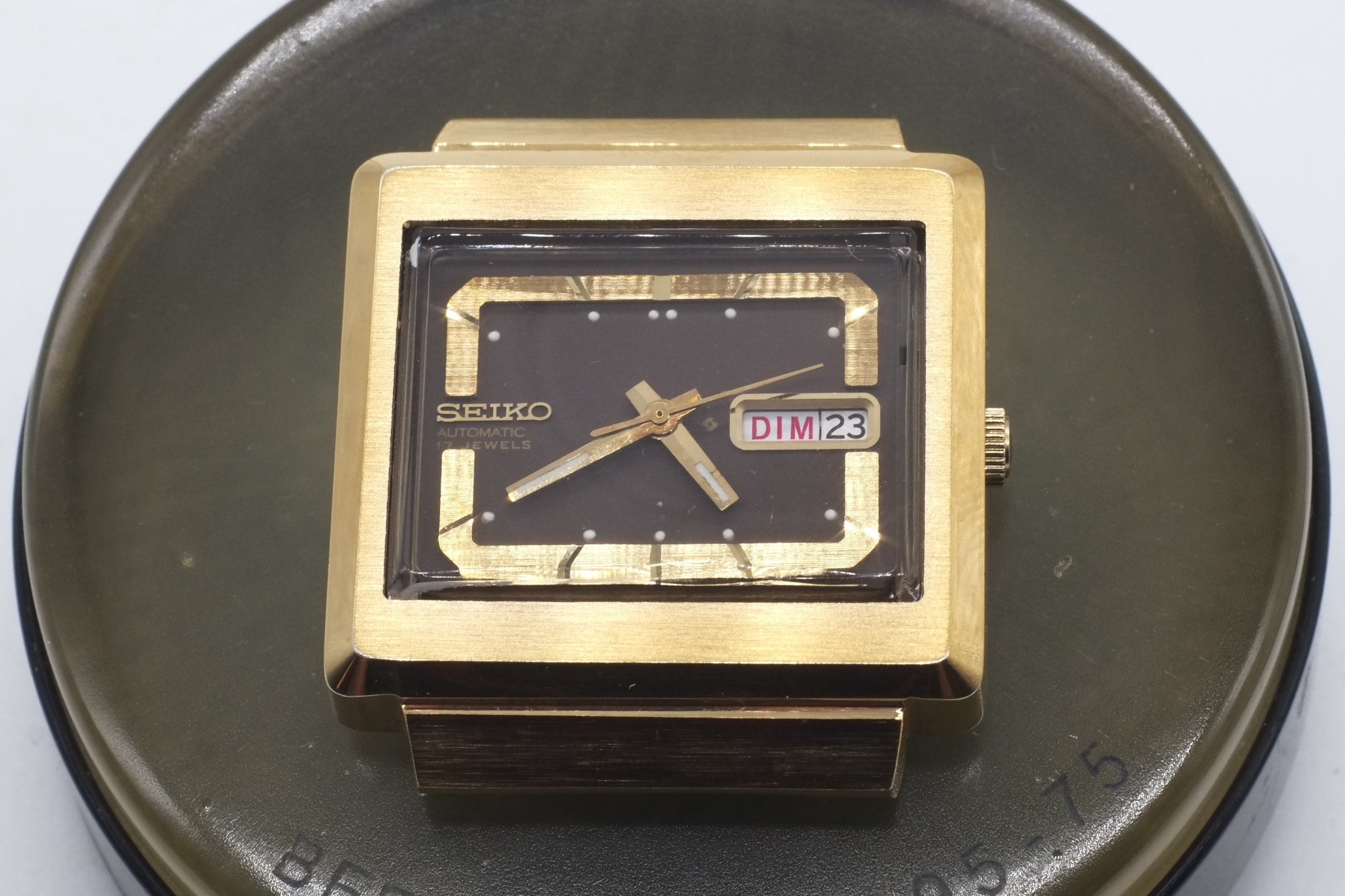 * VGC * SEIKO 6309-5030 Automatic 17J Day Date 36mm Gold Plated Square Watch