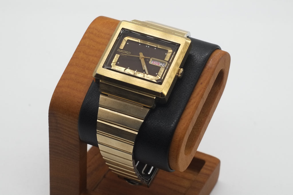 * VGC * SEIKO 6309-5030 Automatic 17J Day Date 36mm Gold Plated Square Watch