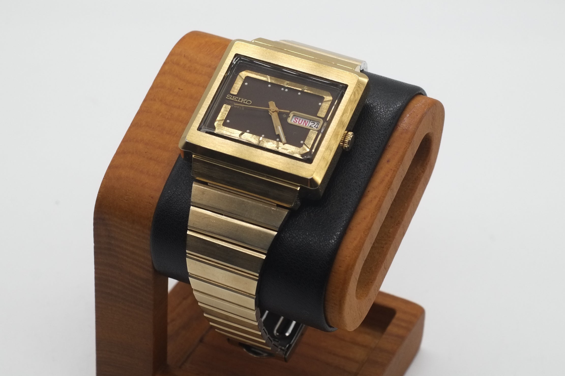 * VGC * SEIKO 6309-5030 Automatic 17J Day Date 36mm Gold Plated Square Watch
