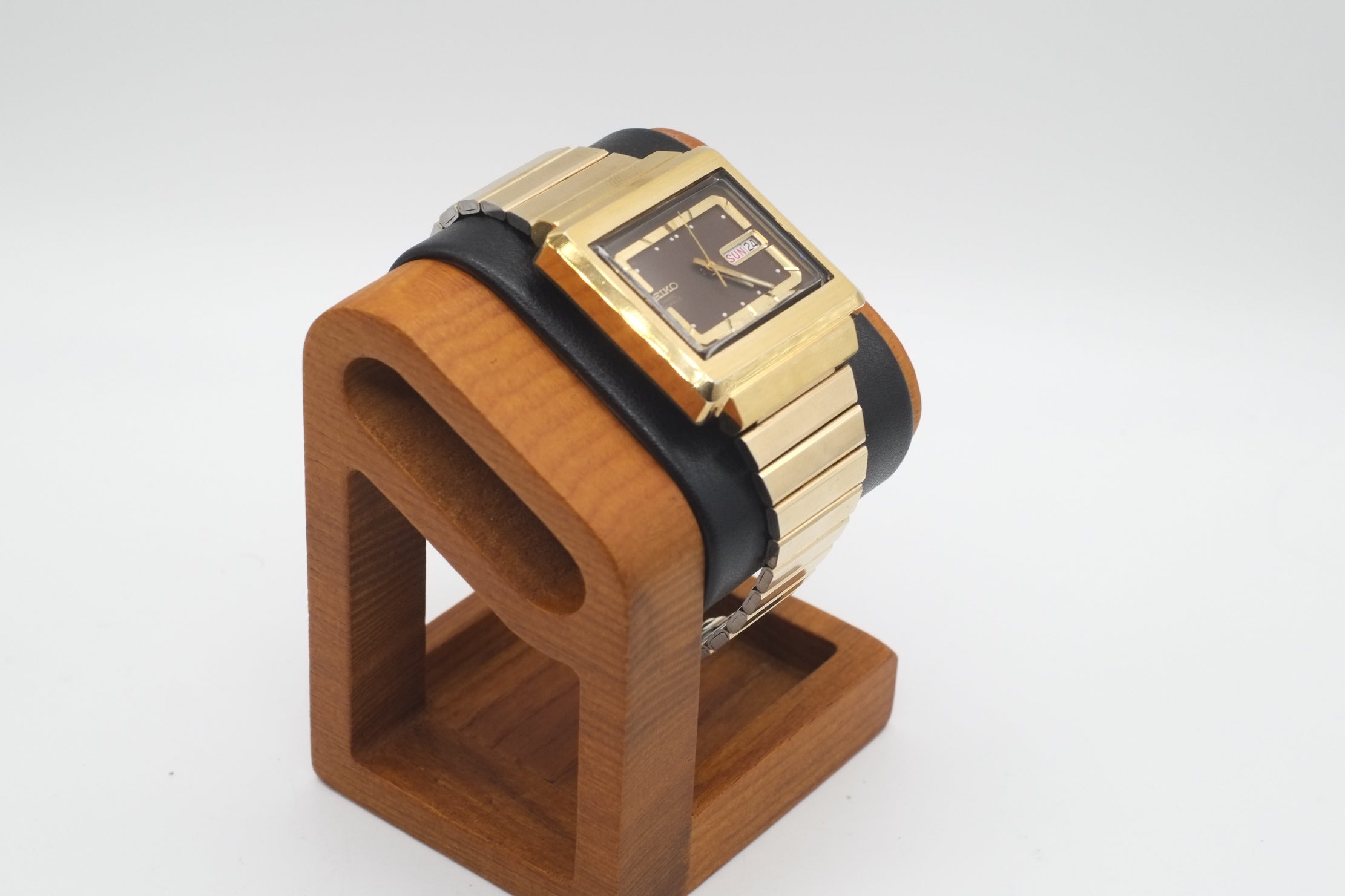 * VGC * SEIKO 6309-5030 Automatic 17J Day Date 36mm Gold Plated Square Watch