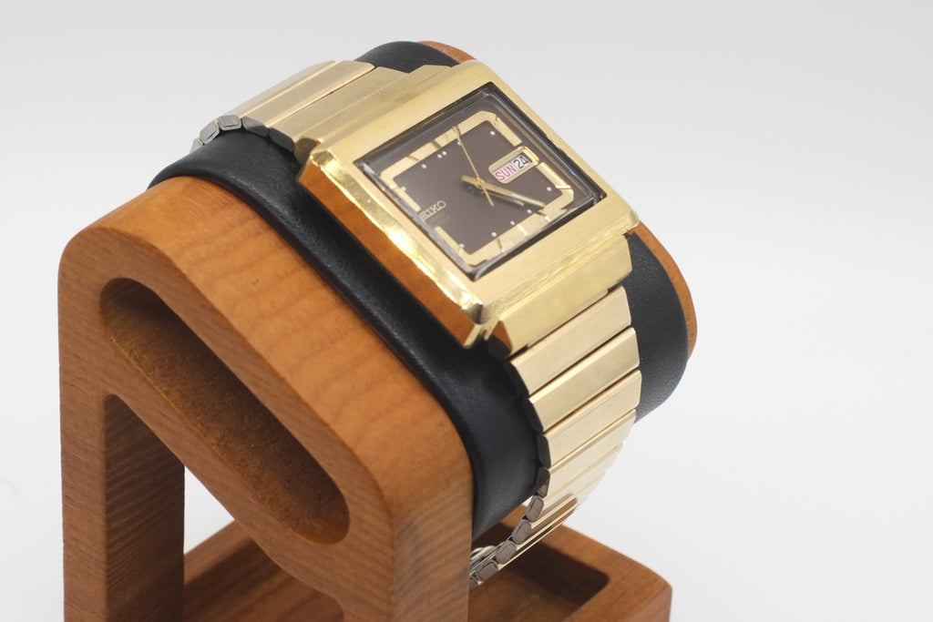 * VGC * SEIKO 6309-5030 Automatic 17J Day Date 36mm Gold Plated Square Watch