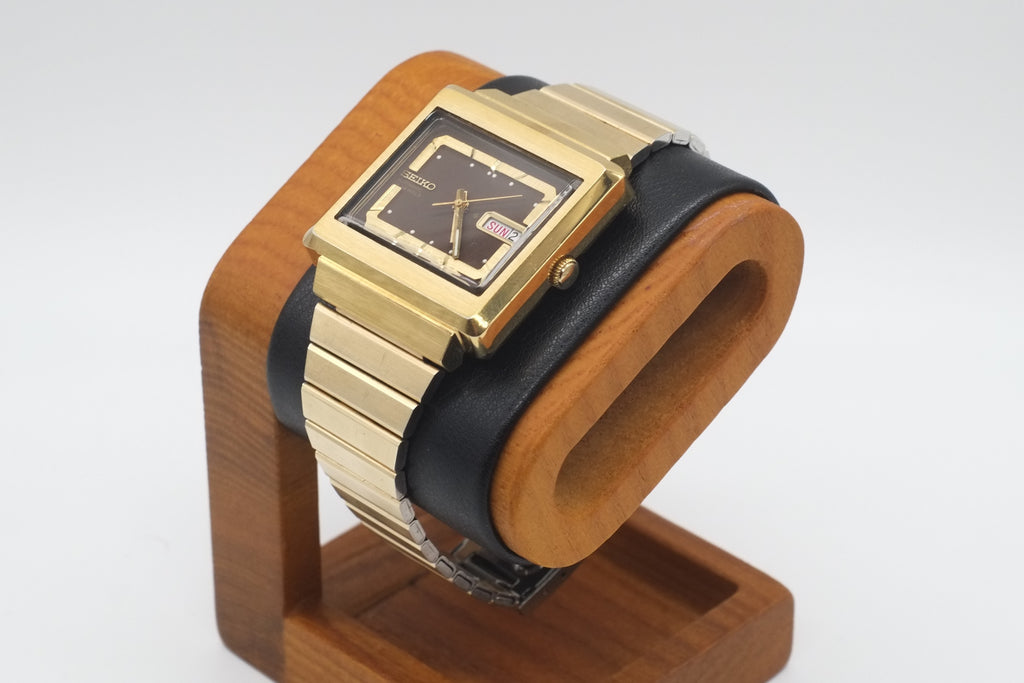 * VGC * SEIKO 6309-5030 Automatic 17J Day Date 36mm Gold Plated Square Watch