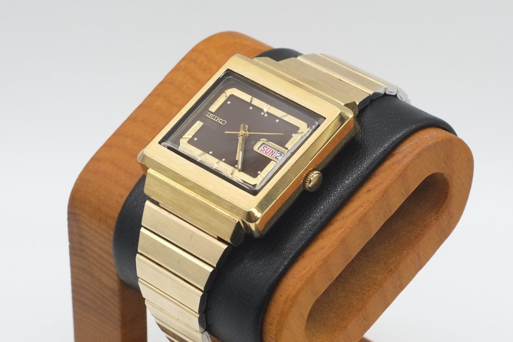 * VGC * SEIKO 6309-5030 Automatic 17J Day Date 36mm Gold Plated Square Watch