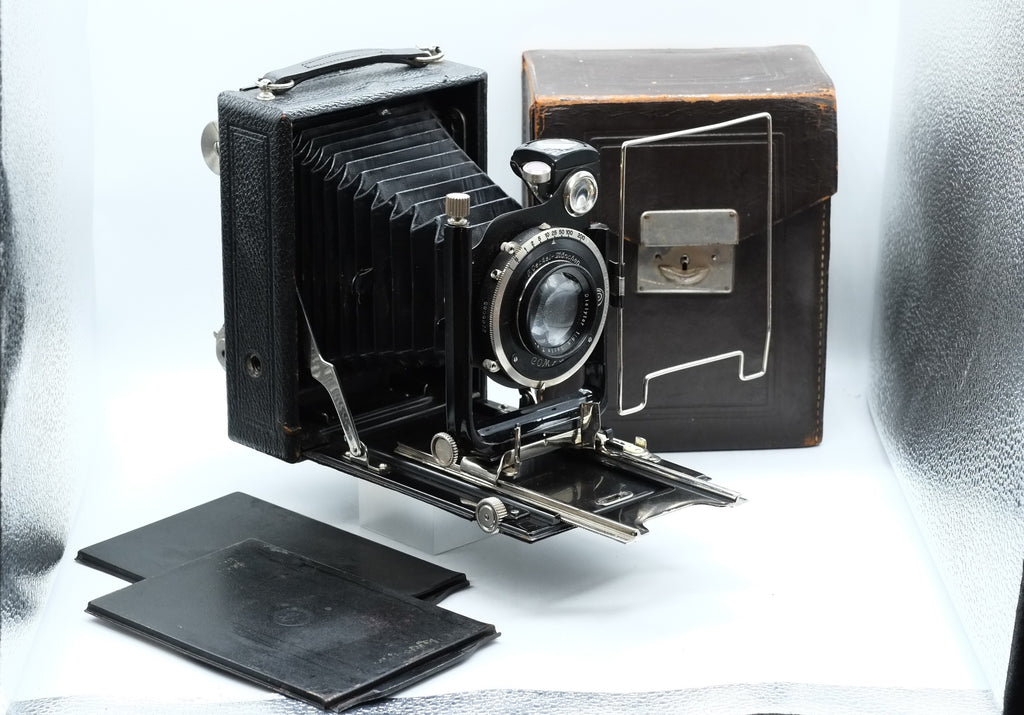 1920 Folding Camera by F.Deckel Munchen 9x12 Compur Laack Rathenow f=15cm 4.5