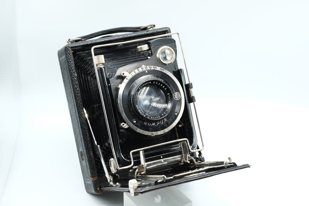 1920 Folding Camera by F.Deckel Munchen 9x12 Compur Laack Rathenow f=15cm 4.5
