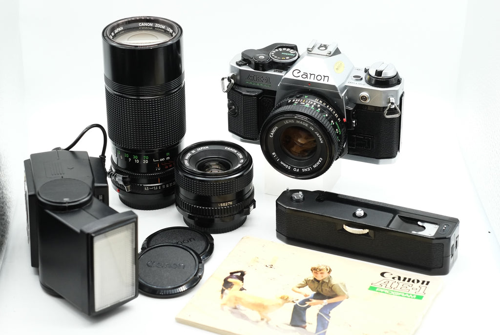 * VGC * Canon AE-1 PROGRAM + FD Canon 50mm F/1.8  28mm F/2.8 70-150 F/4.5 WINDER