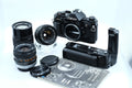 * VGC * Canon A-1 + Canon FD 50mm 1.8 + Canon 28mm  Canon 135mm & Motor Drive MA* NEW LIGHT SEALS