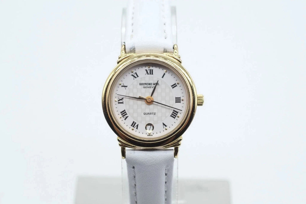 Raymond Weil Vintage 5331 White Chequered Dial 18k Gold Plated 24mm * Warranty