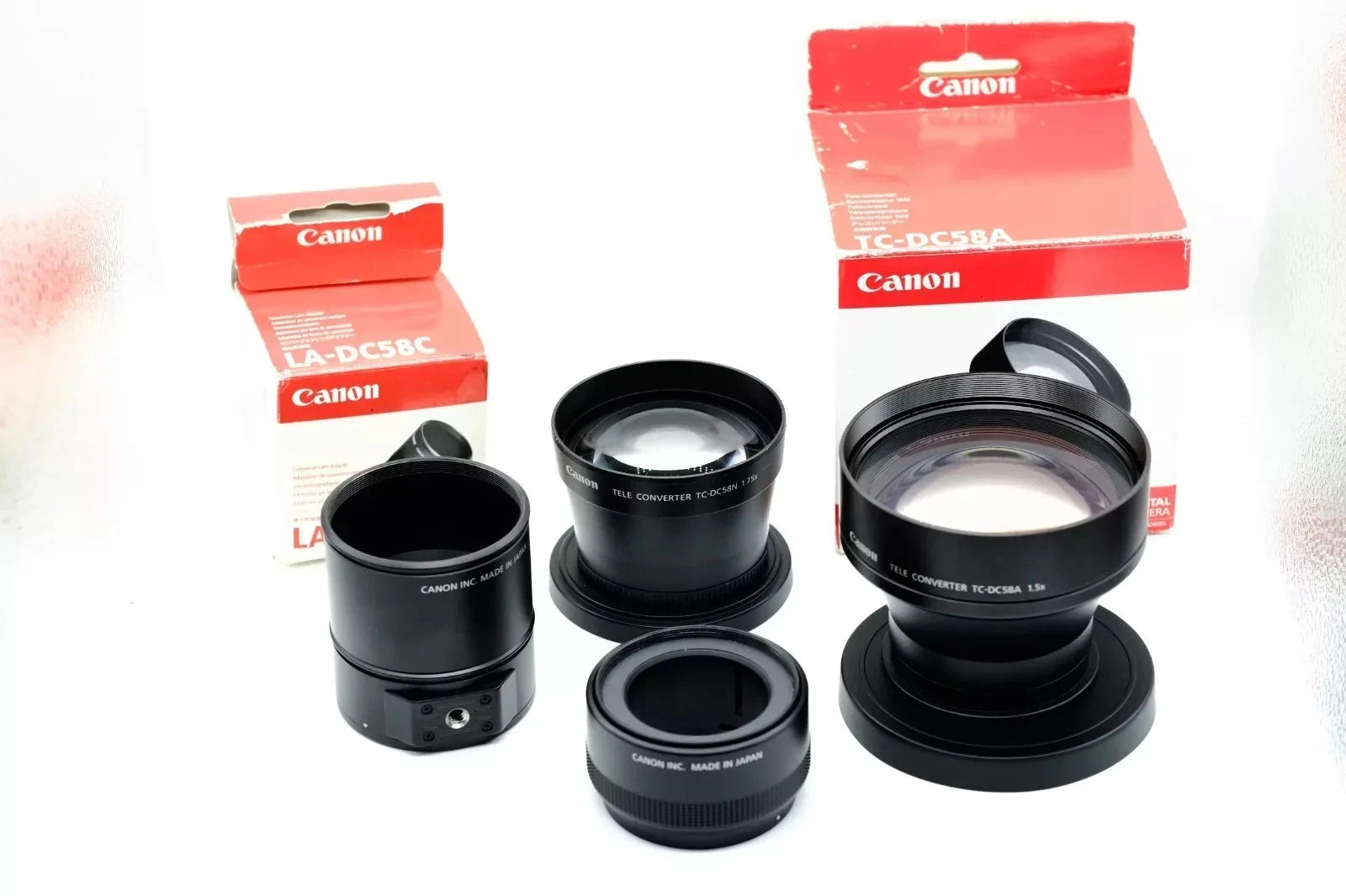Canon Converters  WC-DC58A 0.75x + TC-DC58A 1.5x + TC-DC58N 1.75X + Lens Adapter LA-DC58C & Filter Adapter FA-DC58B + Conversion Lens Adapter LA-DC58E