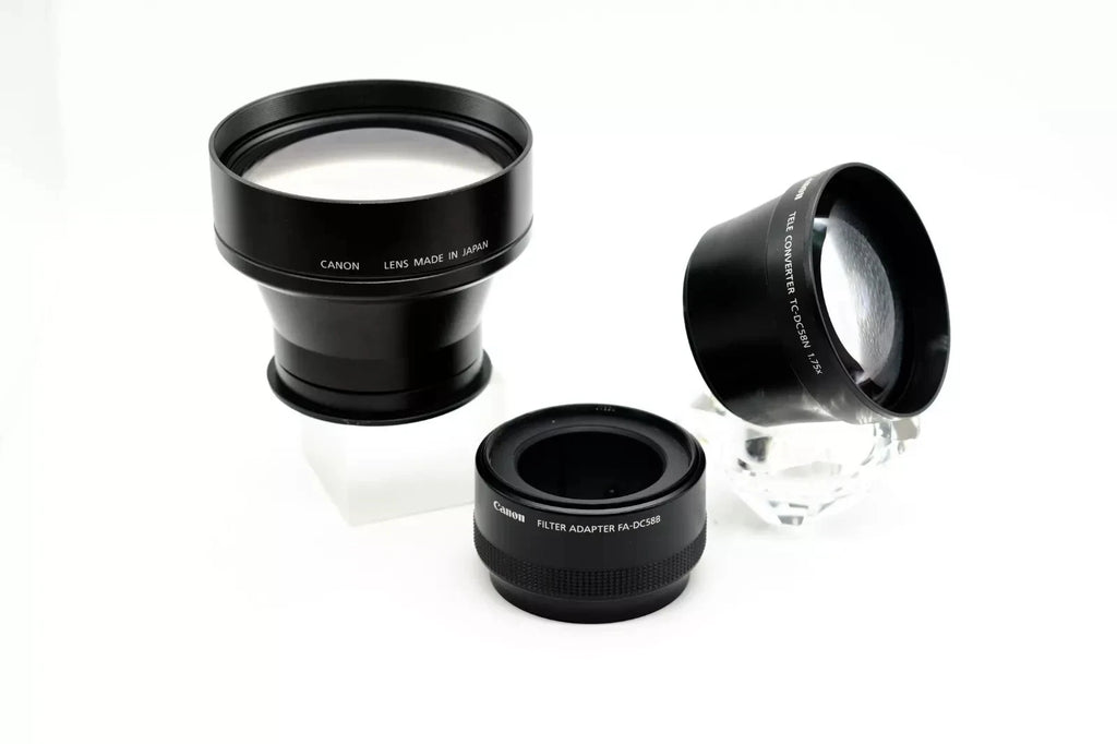 Canon Converters  WC-DC58A 0.75x + TC-DC58A 1.5x + TC-DC58N 1.75X + Lens Adapter LA-DC58C & Filter Adapter FA-DC58B + Conversion Lens Adapter LA-DC58E